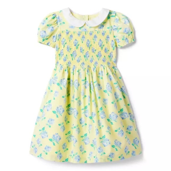 JANIE & JACK VGUC Smocked Floral Pastel Peter Pan Collar Dress - Picture 3 of 5